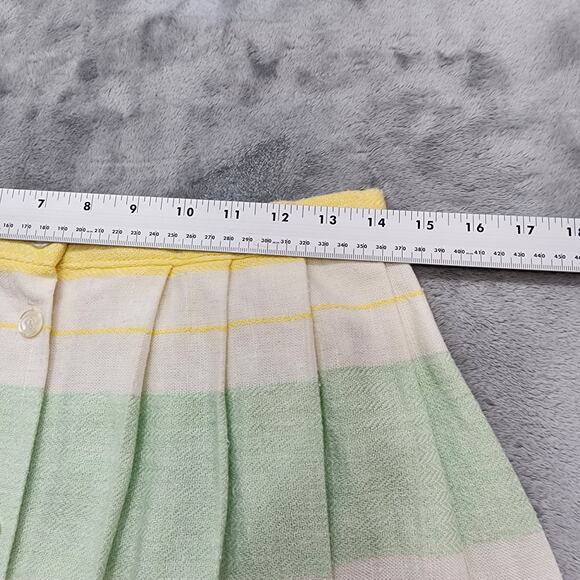 Vintage 70s Skirt Women W28 Pastel Striped Pleated Button Front Midi Cottagecore - Picture 3 of 5